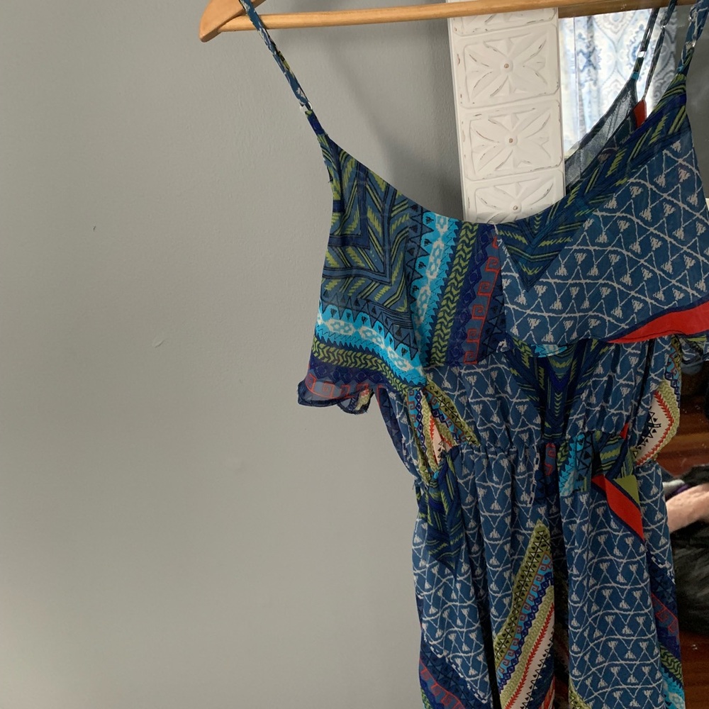 Blue patterned  flowy dress